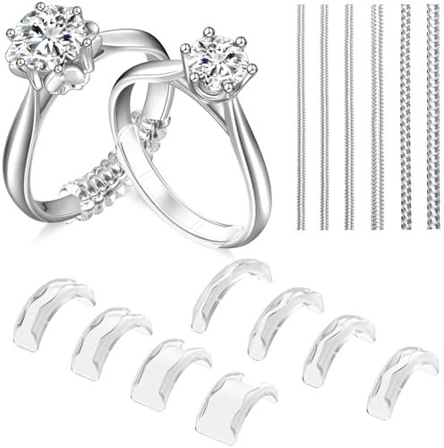 14 Stück Ringverkleinerer Unsichtbar Silikon Ring Verkleinerung für Breite Ringe Unsichtbarer Ringgrößenversteller für lose Ringe Männer und Frauen, Ring Kleiner Machen