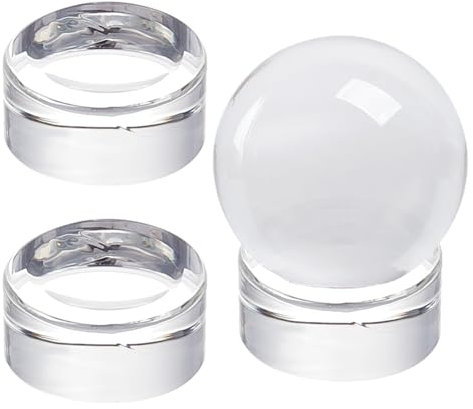 PH PandaHall 3 PCS Kristallkugel Ständer, Säule Kristall Display Basen Clear Sphere Stand Glas-Halter Basis für Display 40 mm bis 90 mm Kristallkugeln Golfball Murmeln Kunst Heimdekoration