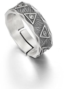 LAOYEFACAI Herrenring matt in 925 Sterling Silber Auge des Horus Ring Open Vintage Ring Gothic Männer Ringe (02)