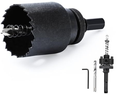 Hole Saw 48 mm, Bi-Metal Hole Saws with SDS Plus Shank and Hexagonal Shank Set Drill Bit for Wood, Plaster, Thin Metals, Plastics