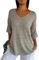Jersey Punto Mujer Cuello V Jerséis Mujer Pullover Sweater Women Sueter Punto Mujer Primavera Jerseys Mujeres Jersey de Cuello Pico Fino Oversize Punto Ancho Señora Suéter Tejido para Mujer Gris XL