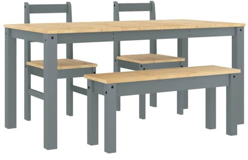 vidaXL 4-TLG. Essgruppe Panama Grau Massivholz Kiefer
