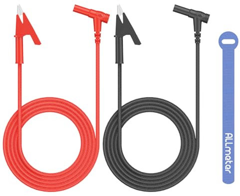 ALLmeter Prüfkabel mit Bananenstecker und Krokodilklemme, 120 cm, 20A/1000V, für Multimeter, Stromversorgungen und Elektroniktests, isoliert, robust, rot-schwarz – Ideal für elektrische Prüfungen