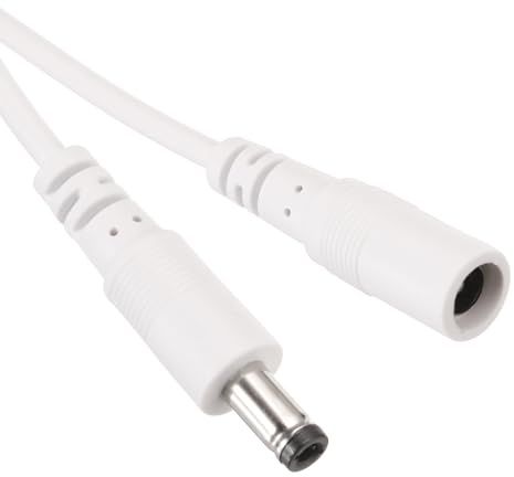 sourcing map 1PCS 16.4ft White DC Power Extension Cable 5.5mm x 2.1mm Power Adapter Cable 12V Female to Male for IP Camera, CCTV, LED, Monitors, More