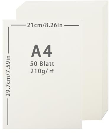 50pcs Beige papier a4, bastelkarton Beige Karton 210g /m², A4 Karte, 21 x 29.7 cm Kartenpapier für DIY Kunst Pape, kreative Dekoration,dickes papier zum drucken