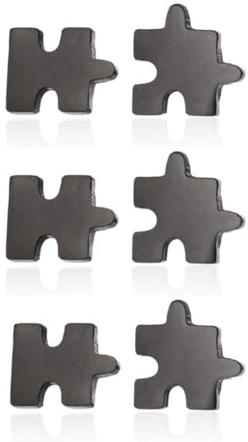 3 piece set 1 Pair Mini Stainless Steel Puzzle Stud Earring Stylish Cute Jigsaw ear studs New Women Minimalist Earrings Games Jewelry (black)