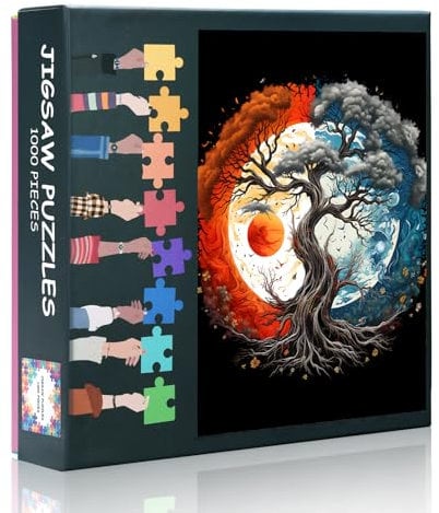 Yin Yang Baum 1000 Teile Puzzle Erwachsene, schwierige Familie Puzzle Lernspiele Home Dekoration Fantastisches Thema, herausfordernde Puzzles für Erwachsene Männer & Frauen Geschenk (70 x 50 cm)