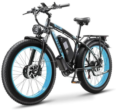 BENFUTO KETELES K800 Road E-Bike for Adults with Dual Motors, 23Ah Battery, 21-speed, 26 Inch Wide Tyre Electric Bicycle UK Warehouse delivery (Blue)