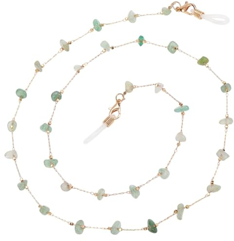 GORGECRAFT Chaîne de Lunettes en Pierre Naturelle Perles en Cristal de Jade Alliage Métallique Porte Lunettes de Soleil Lanière Collier pour Lunettes Bijoux pour Femmes