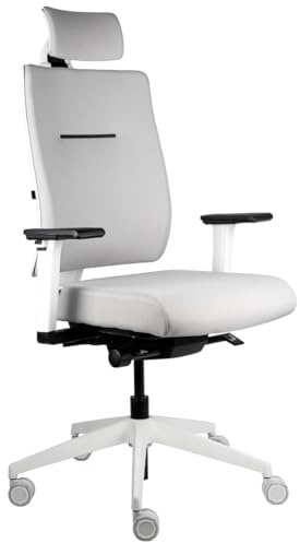 Viasit Toleo, ergonomischer Bürostuhl, bis zu 150kg belastbar, 3D-Sitztechnik (Polster mit Nackenstütze | Hellgrau | Vollausstattung)