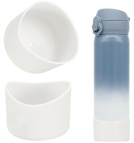 sourcing map 2Pcs Silicone Water Bottle Boot, Silicone Cup Protector, Anti-Slip Protective Sleeve Bottom Accessory for Stainless Steel Water Bottles,White