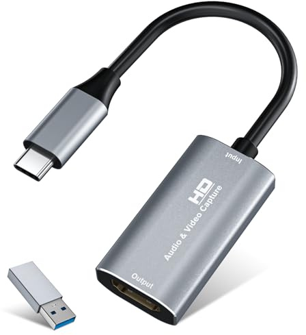VIXLW Video Capture Card, 4K USB3.0 HDMI to USB C, 1080P60FPS HDMI Capture Card for Streaming, Gaming, Video Recording Compatible with Switch, Xbox, PS4, OBS, Windows, Mac OS, Zoom(Silver)