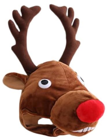 Abaodam Elch Kostüm Hut aus Weichem Plüsch und PP Baumwolle Warme Cartoon Kopfbedeckung für Weihnachten Kreatives Weihnachts Accessoire