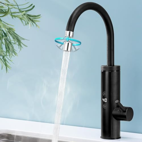 HOMELODY Rubinetto elettrico con scaldabagno 230 V, 3400 W, rubinetto da cucina con regolatore di temperatura touch, rubinetto da cucina in acciaio inox, scaldabagno istantaneo cucina, giardino e