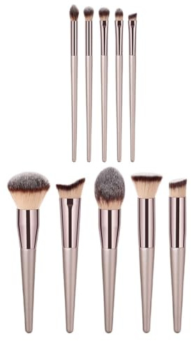 Generisch 10 Stück Kosmetikpinsel aus Aluminium und Nylonfasern mit Foundation und Lidschattenpinseln für Einfaches Mischen und Reinigung im Make Up Zubehör