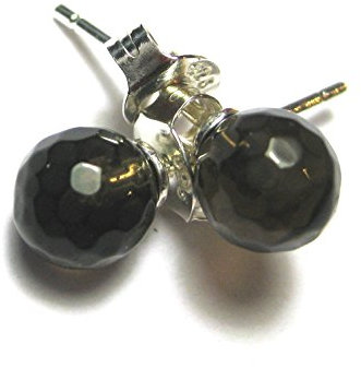 Ohrstecker Rauchquarz Kugel facettiert 6 mm 925er Silber