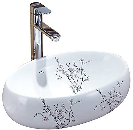 HomeLava Waschbecken Weiß Keramik Aufsatzwaschbecken Oval 48cm für Badezimmer(ohne Wasserhahn)