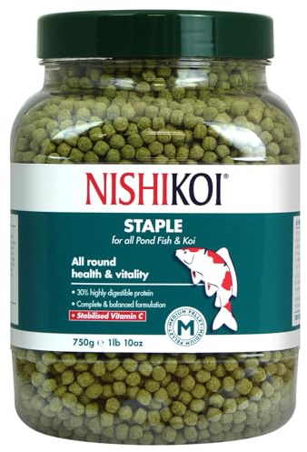 Nishikoi Staple Complete Food for Koi and Pond Fish - Medium Pellets - 750g