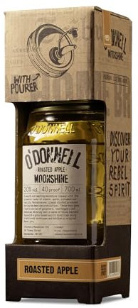O’Donnell Moonshine Starter Kit | Roasted Apple Flavour | 700ml Mason Jar and Pouring Lid for Moonshine First Timers | Gift Idea | Premium Liqueur | Natural Ingredients | Vegan | 20% ABV | 40 Proof