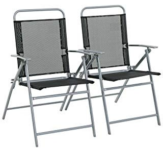 Havnyt Pacific Garden Folding Chairs Textilene Mesh Steel Frame Weatherproof set of (2)