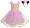 Lito Angels Deguisement Robe Princesse Minnie Enfant Fille, Anniversaire Fete Halloween Carnaval, avec Oreilles de Souris Serre-tete, Taille 2-3 ans, Pois Rose (étiquette en tissu 110)