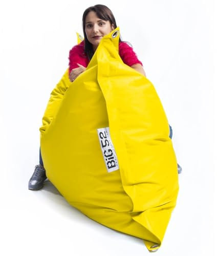 LIVEDECO - Pouf Extérieur, Outdoor, Jardin, Terrasse, Jaune BiG52 Iron RAW