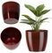 KADAX Pot de Fleurs 14 cm en Plastique avec Finition Brillante et Motifs Marbrés, Cache-Pot pour Une Décoration Intérieure Raffinée et Moderne (Rouge)