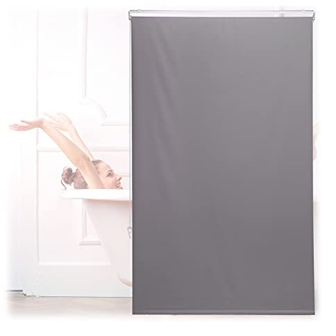 Relaxdays Duschrollo, 100x240 cm, Seilzugrollo für Dusche & Badewanne, Decke & Fenster, Badrollo wasserabweisend, grau