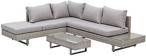 Outsunny Set Giardino Esterno, Salotto da Giardino, Set Divani da Esterno con Tavolino da Giardino, Mobili da Giardino in Rattan Grigio
