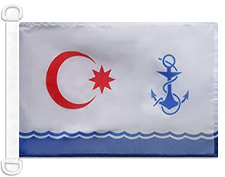 AZ FLAG Bootsflagge Aserbaidschan Seekriegsflagge 45x30 cm, Aserbaidschanische Kriegsflagge Bootsfahne Aus Gestricktem Polyester Mit Plastikringen