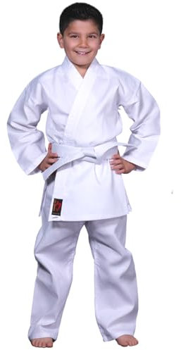 Chikara Karateanzug für Kinder - Weiß, Karate Anzug für Jungen und Mädchen, Baumwolle, Kampfsportanzug