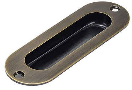 MiJunHD Recessed Flush Door Handles Stainless Steel Cabinet & Furniture Door Pulls 102 * 51mm Silver Rectangle Handles/Pulls for Interior & Closet Doors (2*Bronze 120 * 40mm Round)