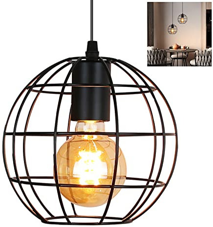 ZMH Pendelleuchte Esstisch Hängelampe Vintage - Hängeleuchte Retro mit 1 flammig Schwarz Metall Esstischlampe Industrial Hängend 150CM Höhenverstellbar E27 Max.40W für Küche Esszimmer Wohnzimmer