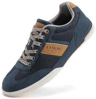 LANGDU Mens Casual Shoes Trainers Walking Breathable Fashion Sneakers Lightweight Trainer Size 7-11UK (8UK,Deepblue 19)