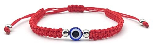 CHEERYMAGIC Evil Eye Bracelets, Adjustable Handmade Black String Evil Eye Bracelet Protection Bracelets Lucky Friendship for Women & Men A6-LYJSL (Red)