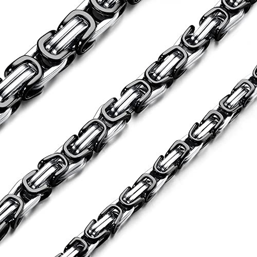 Roheafer Königskette Silber/Schwarze Ketten für Herren 4/6/8MM Edelstahl Dicke Schwere Kette Hip Hop Schmuck für Männer 51-76 Halskette