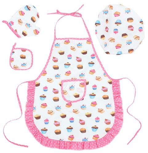 Toyvian Kinderschürze Set Verstellbare Kochschürze Für Kinder Mit Taschen 4-Teilig Küchenzubehör Für Kochen Malen Und Rollenspiele