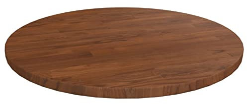 INLIFE Runde Tischplatte Dunkelbraun Ø40x1,5 cm Behandeltes Eichenholz,Braun,1.81KG