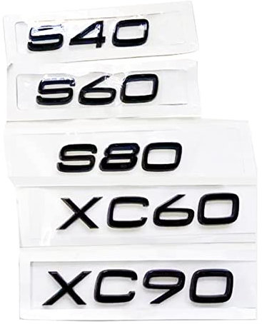 MSEURO 3D-ABS-Emblem-Aufkleber, schwarz, passend for Volvo-Buchstaben auf dem Kofferraum XC60 XC90 S60 V40 V50 V60 C30 S80 S40 XC40 XC70 S90 Zubehör (Color : Noir, Size : XC60)