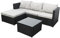 COZYBRITE Garden Corner Sofa Rattan Furniture Set 4 Seater Patio Outdoor Lounge Settee with Glass Coffee Table & Cover All-weather SFS066 (Black Rattan+Grey Cushion)