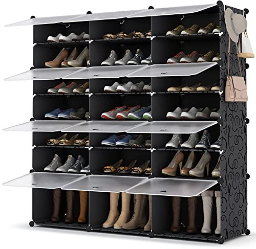 Meuble Chaussure, 7 Niveaux Rangement Chaussure 42 Paires Etagere Chaussure avec Porte pour Entrée Salon Chambre
