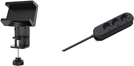 InLine® 23191B Tischklemme für Steckdosenleiste, schwarz & Bachmann Smart Steckdosenleiste Anschlussleitung (3-Fach, 5,0 m) schwarz