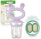 Haakaa Baby Fruit Food Feeder & Mini Freezer Nibble Tray Combo, Breastmilk Popsicle Molds for Baby Cooling Relief, BPA Free Silicone Feeder for Safe Infant Self Feeding, 4 Month+(Lavender)