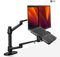 Alberenz® 2-in-1 Laptop and Monitor Holder, Adjustable Double Arm Stand for 12-17 Inch Laptops and 17-32 Inch Monitors, Ergonomic Design, Height Adjustable and Tilt, Black