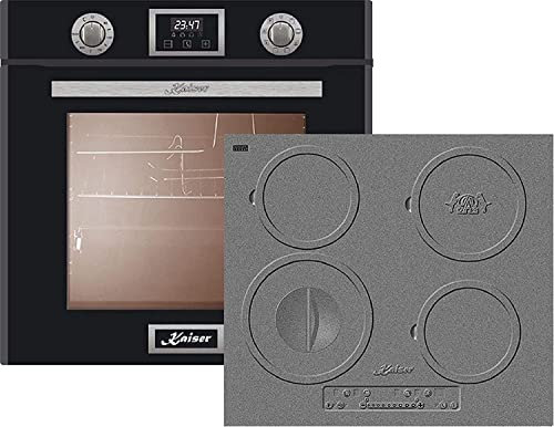 Kaiser Backofen-Set EH 6326 SP + KCT 6705 I HERD, Elektro Backofen, Autark, 79L, Selbstreinigung, Drehspieß, 10 Funktionen,+Einbau Herd, 4 Kochzonen, Design des Gusseisen-Kochfeldes, ohne Rahmen