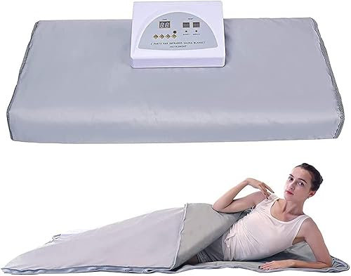 Tragbare Sauna, Ferninfrarot-Saunadecke mit Fernbedienung, 2-Zonen-Digital-Oxford-Sauna-Heizdecke, Body Shaper, Detox-Schnheitsmaschine für den persnlichen Gebrauch zu Hause, Salon, Spa (Silber)