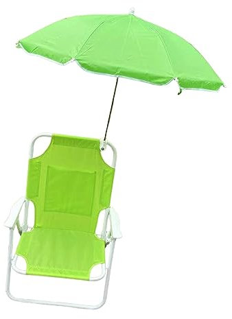 MagiDeal Chaise d'extérieur pour Enfants, Chaise de Plage, avec Parasol, extérieur, Chaise Pliante, Chaise de de Camping pour Voyage en Plein air, Vert