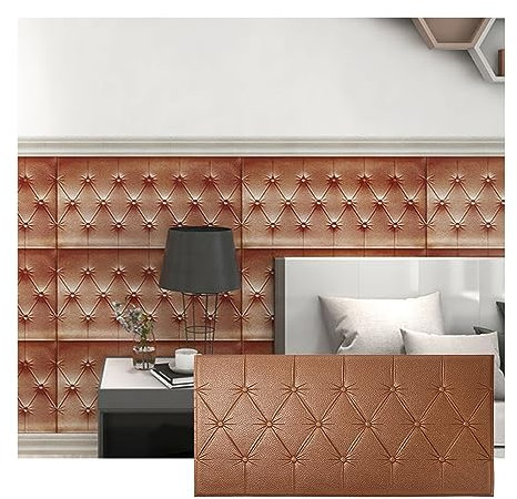 LXBAMKEA Kinder Antikollision Wandaufkleber, PE-Schaum Weich Wasserdicht Hintergrund Dekor Wandmatte, Kinder Bettschutz Wandkissen, Schlafzimmer, Wohnzimmer, Spielzimmer Wandmatte (Color : Bruin, SI