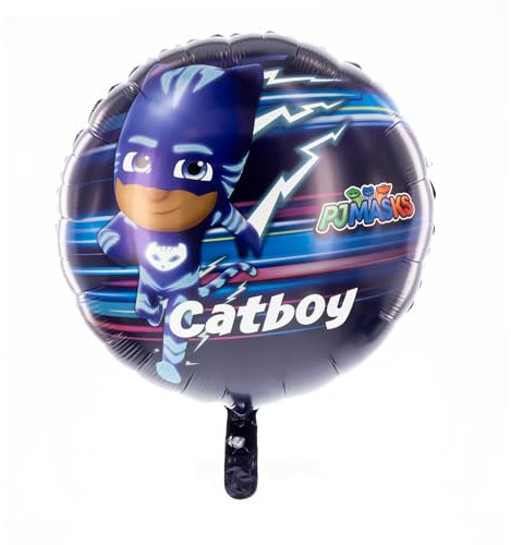Party Factory `PJ Masks´ Folienballon, Ø45cm, bunt, Pyjamahelden, Superheld Catboy, Heliumballon zum Kindergeburtstag