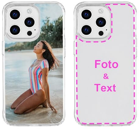 MXCUSTOM Personalisierte Handyhülle für Apple iPhone 15 Pro, Benutzerdefiniert Hülle mit Eigenem Foto Bild Text Schutzhülle [Weicher Polsterstoßfänger + Harter Rückseite] (HIC-CR-P1)
